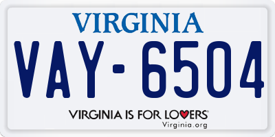 VA license plate VAY6504