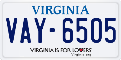 VA license plate VAY6505