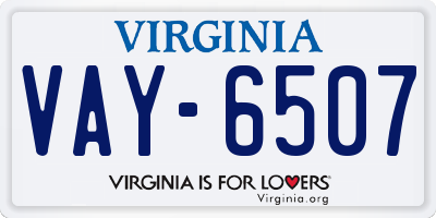 VA license plate VAY6507