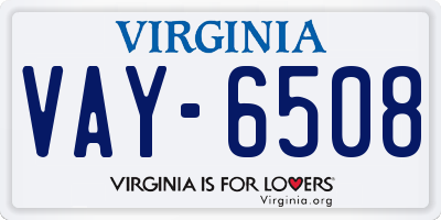 VA license plate VAY6508