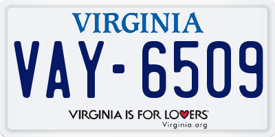 VA license plate VAY6509