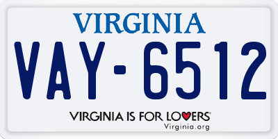 VA license plate VAY6512