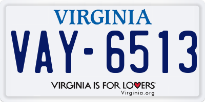 VA license plate VAY6513