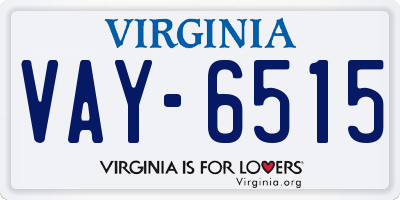 VA license plate VAY6515