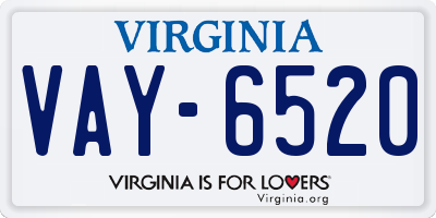 VA license plate VAY6520