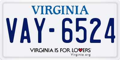 VA license plate VAY6524