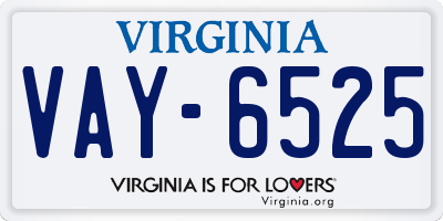 VA license plate VAY6525