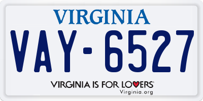 VA license plate VAY6527