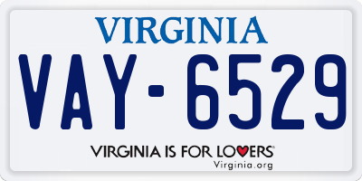 VA license plate VAY6529