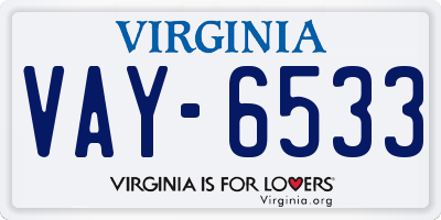 VA license plate VAY6533