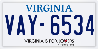 VA license plate VAY6534