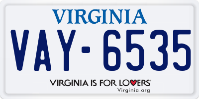 VA license plate VAY6535