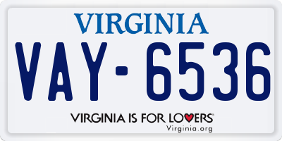 VA license plate VAY6536