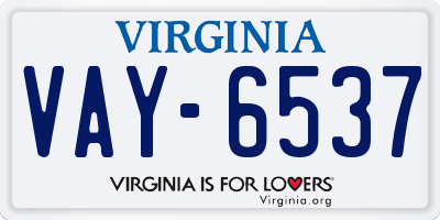 VA license plate VAY6537