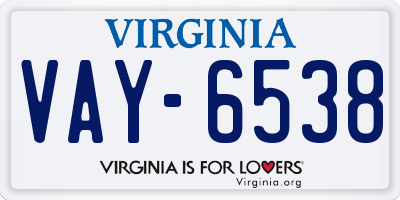 VA license plate VAY6538