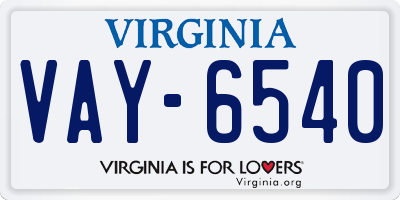 VA license plate VAY6540