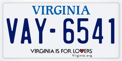 VA license plate VAY6541