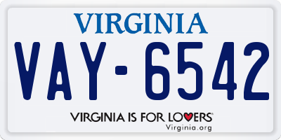 VA license plate VAY6542