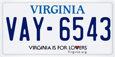 VA license plate VAY6543