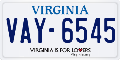 VA license plate VAY6545