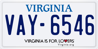 VA license plate VAY6546