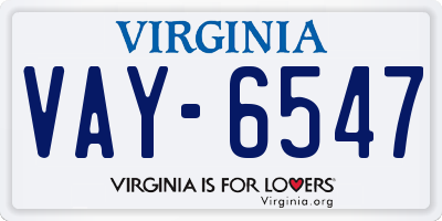 VA license plate VAY6547