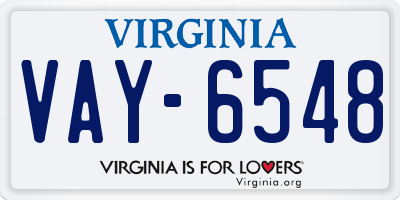 VA license plate VAY6548