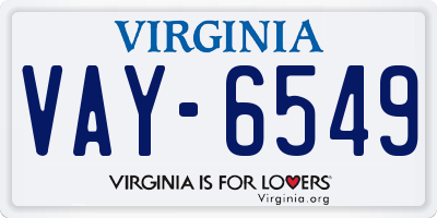 VA license plate VAY6549