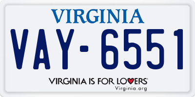 VA license plate VAY6551