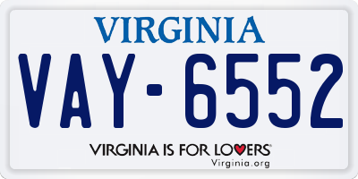 VA license plate VAY6552