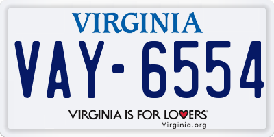 VA license plate VAY6554