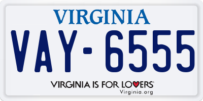 VA license plate VAY6555