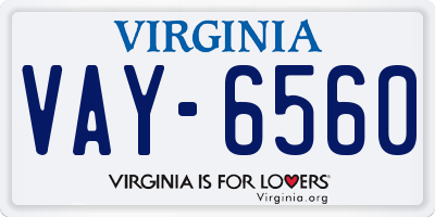 VA license plate VAY6560