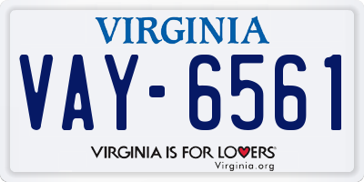 VA license plate VAY6561