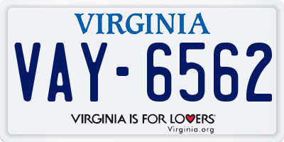 VA license plate VAY6562