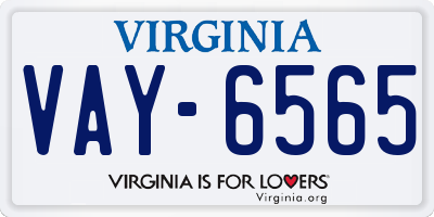 VA license plate VAY6565