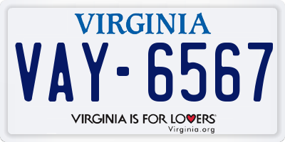 VA license plate VAY6567