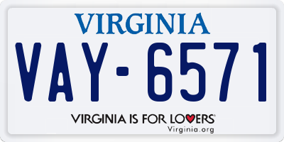 VA license plate VAY6571