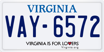 VA license plate VAY6572