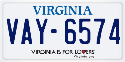 VA license plate VAY6574