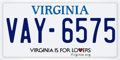 VA license plate VAY6575