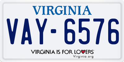 VA license plate VAY6576
