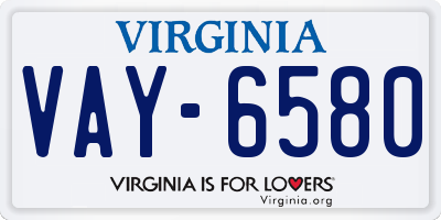 VA license plate VAY6580