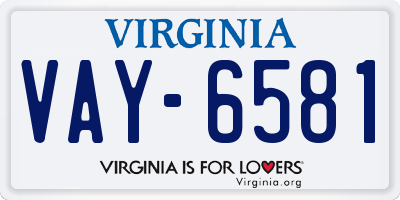 VA license plate VAY6581