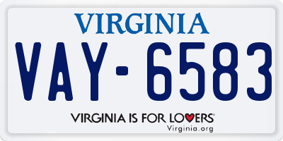 VA license plate VAY6583