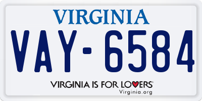 VA license plate VAY6584