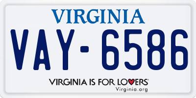 VA license plate VAY6586