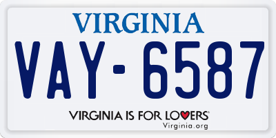 VA license plate VAY6587
