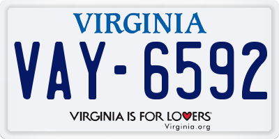 VA license plate VAY6592