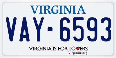 VA license plate VAY6593